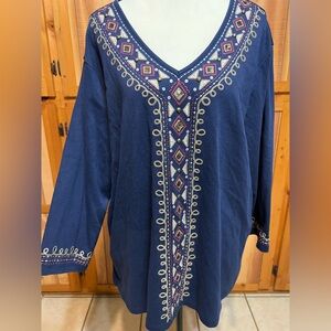 Alfred Dunner Navy Tunic with Embroidery